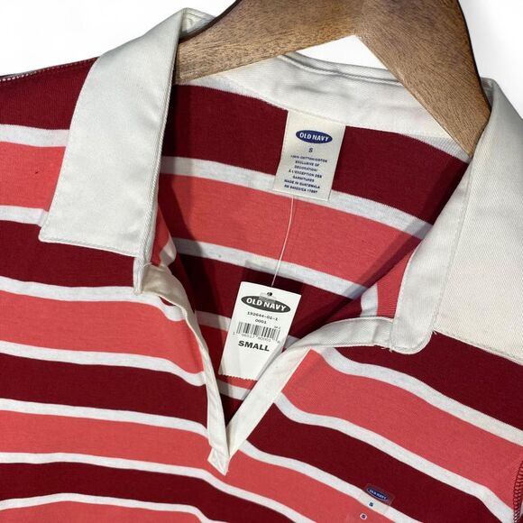 y2k Old Navy red & pink low cut polo baby tee - Picture 3 of 4